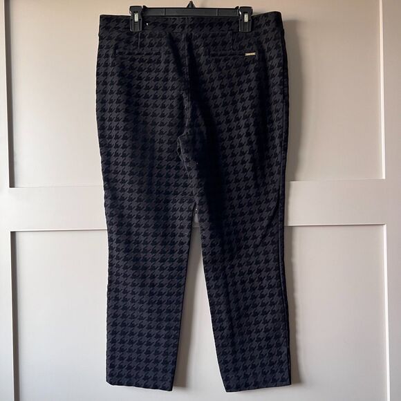 Anne Klein Pant Black Women Large Velvet Houndstooth Stretch Pull On Trousers - Picture 6 of 15